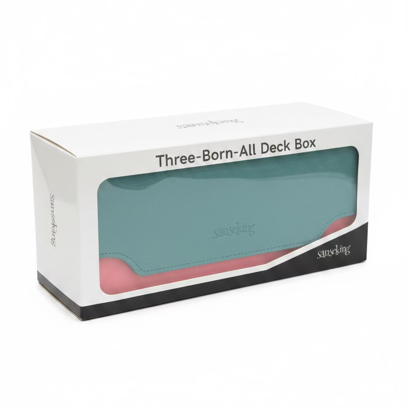 Sanseking Leather Deck Box (Long) - Green / Pink