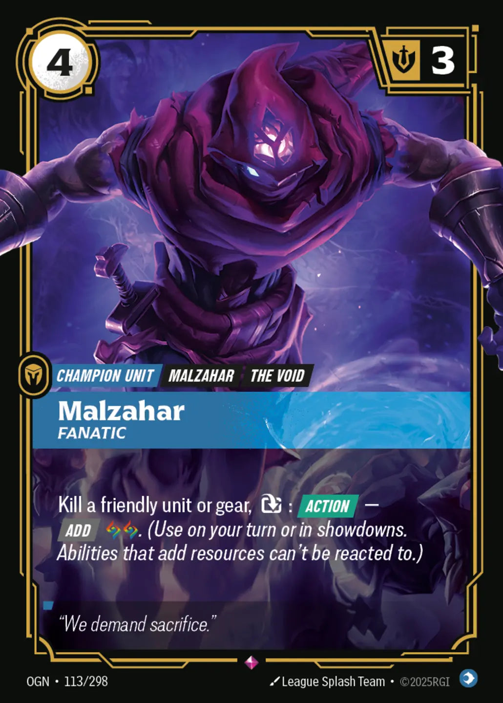OGN-113/298 Malzahar, Fanatic (Foiled)