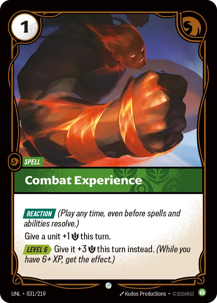 UNL-031/219 Combat Experience
