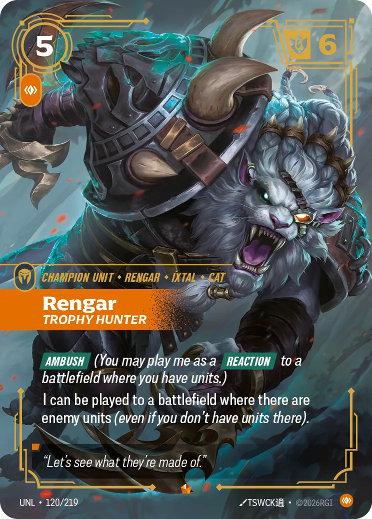 UNL-120/219 Rengar, Trophy Hunter (Foiled)