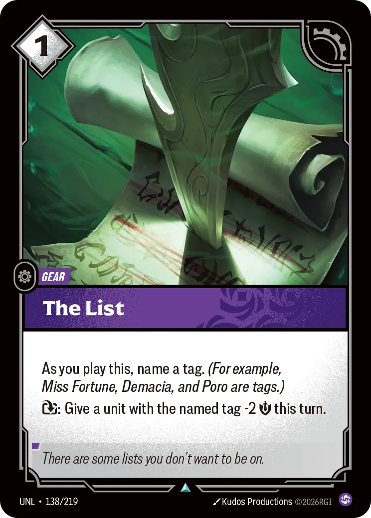UNL-138/219 The List